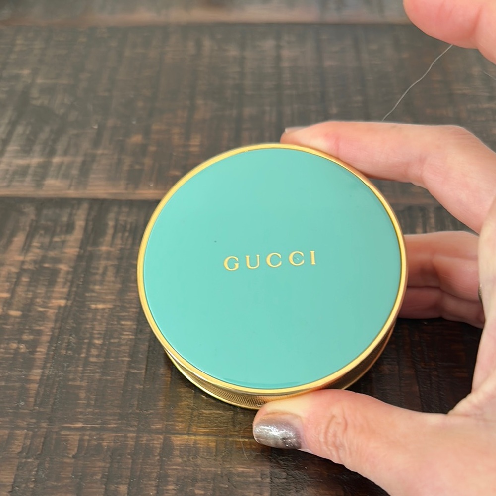 Gucci Teal and Gold Compact Case